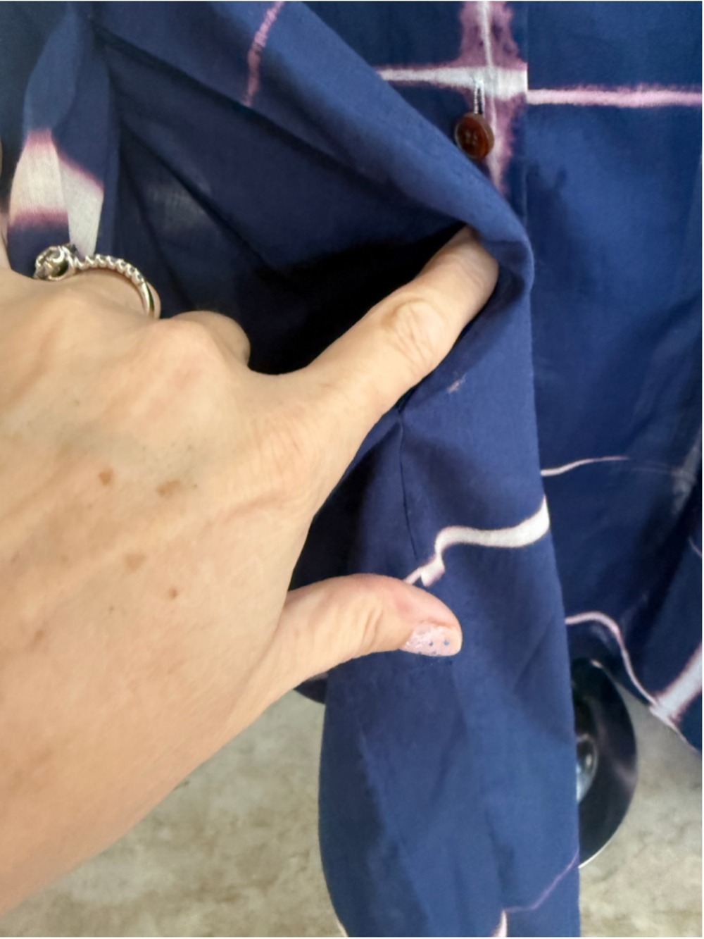 Lafayette 148 New York Button Down mini Shirt Dress Navy Pink sheer tie dye - Picture 5 of 10